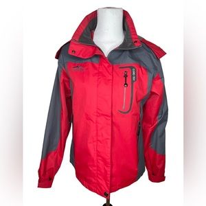 Outdoor Diamond Candy Fashion Red/Gray Rain Jacket